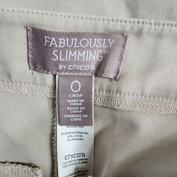 Fabulously Slimming By Chico's Women's Pants Cropped Sz 0 Small 4 Beige Trouser - Picture 8 of 11